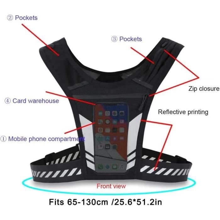 Sangle Course Triathlon Avec Poche Téléphone Et 6 Supports Gel - Porte-Numéro Course Marathon Avec 2 Bouteilles Souples
