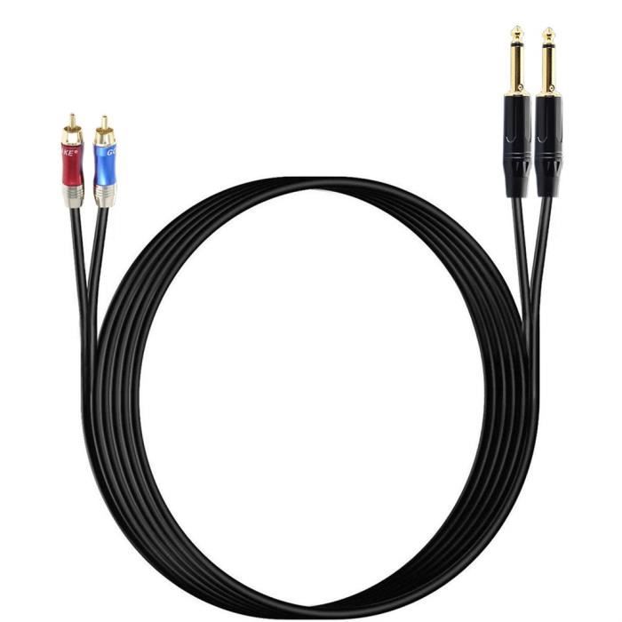 C ble jack 6 35 mm TRS 5 pi vers double RCA plaqu or 6 35 mm vers