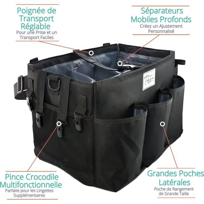 Grand Sac De Ménage Avec Compartiments - Nylon Robuste, Bandoulière Réglable, Pour Femmes De Ménage