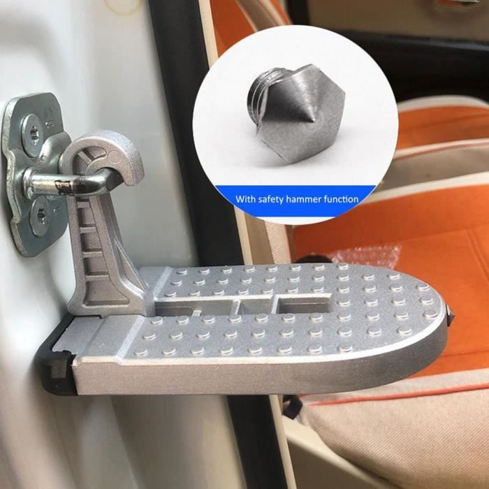 Crochet de verrouillage de voiture seuil de porte en alliage d'aluminium  échelle de pédale de pied automatique pliable, argent 