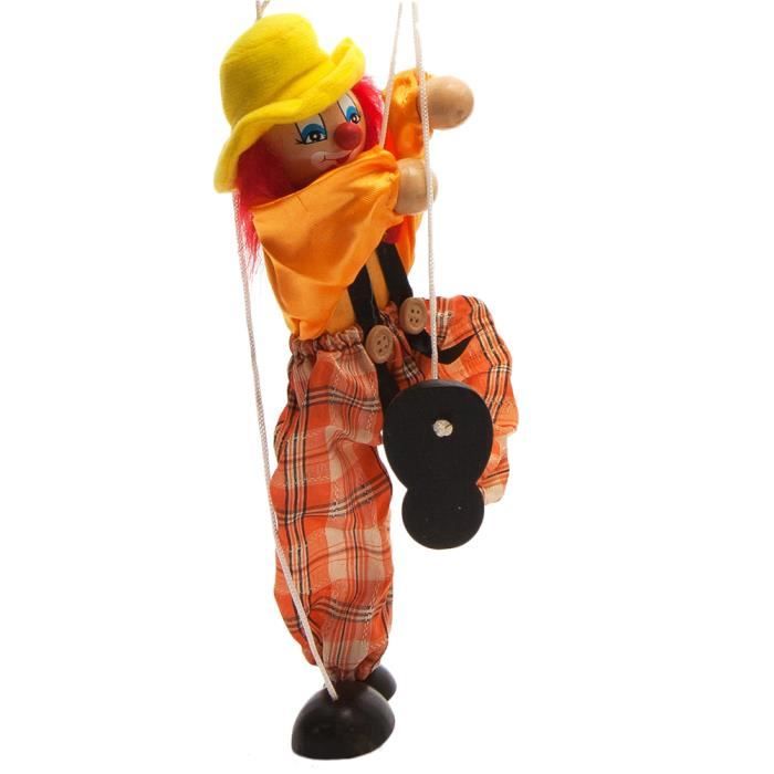 Marionnette à Ficelle Colorée Drôle Clown Vintage en Bois Jouets Artisanaux Marionnette Jouet Activité Articulée Cadeaux pour Enfants