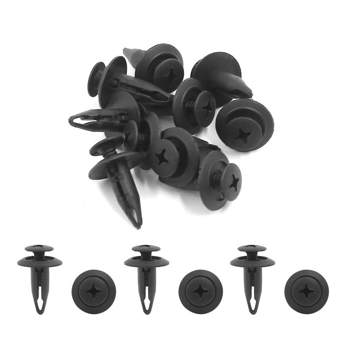 50 Rivets Plastique Noir 5mm - Agrafes Fixation Voiture, Aile, Pare-chocs Et Garnissage Auto