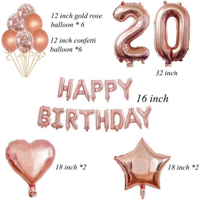 20 Ans Deco Anniversaire Or Rose, Guirlande De Ballon 20 Ans Décoration Fête Anniversaire Pour 20 Ans Deco Anniversaire Or Rose, Guirlande De Ballon 20 Ans Décoration Fête Anniversaire Pour