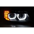 Paire feux phares BMW E90-E91 09-11 Xenon Angel Eyes Led DRL Noir-33681381-2