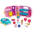 Barbie Famille Coffret mini-poupée Chelsea avec sa voiture et sa caravane, figurine chiot et accessoires, jouet pour enfant, FXG90-2