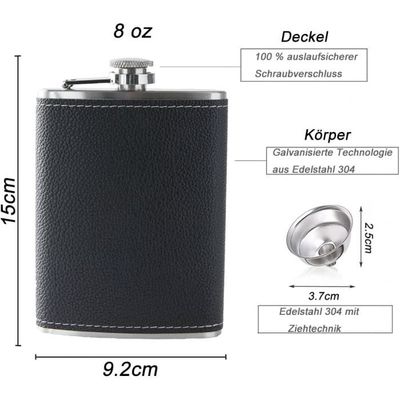 Flasque En Acier Inoxydable De 113,4 G Pour Liqueur Avec Entonnoir En Métal Pour Alcool Whisky Facile à Remplir Et à Verser - Anti-fuite - Pour Fête, Randonnée, Pique-nique - Flasque Solide
