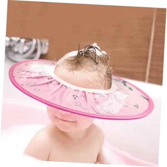 2 Chapeaux Douche Bébé Visière Chat - Bonnet Bain Réglable Protection Yeux & Oreilles (Rose + Bleu)