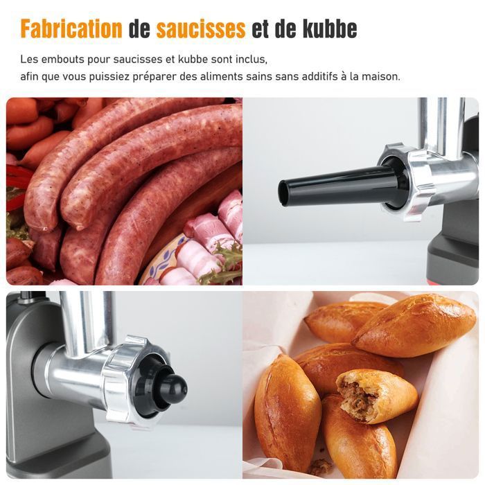 Hachoir à Viande électrique MPM MMM-05, 720W, Avec Fonction Saucisse Et 3 Disques