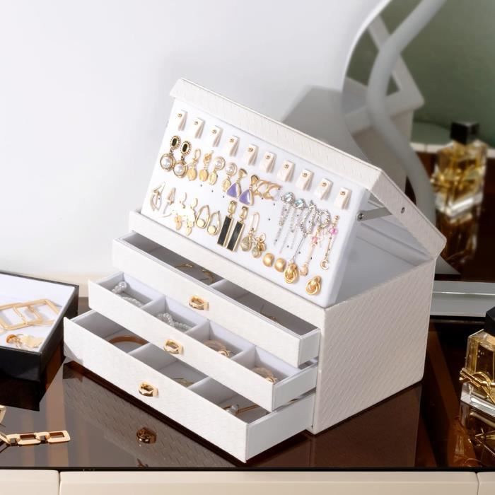Boîte de rangement pour bijoux avec 4 niveaux de rangement