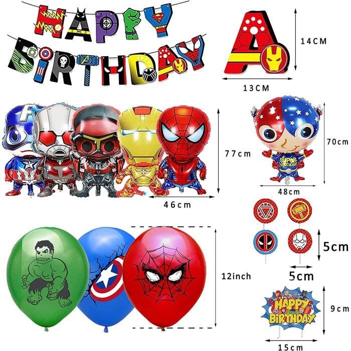 Des Deco Anniversaire Super Héros Ballons en Super Héros Ballons en  Aluminium Avengers Bannière Avengers Gâteau Toppers de Fête De - Cdiscount  Maison