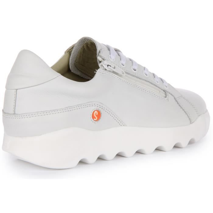 Softinos Whiz Smooth Baskets lacets en cuir avec fermeture clair sur le c t pour femmes en blanc Blanc 41