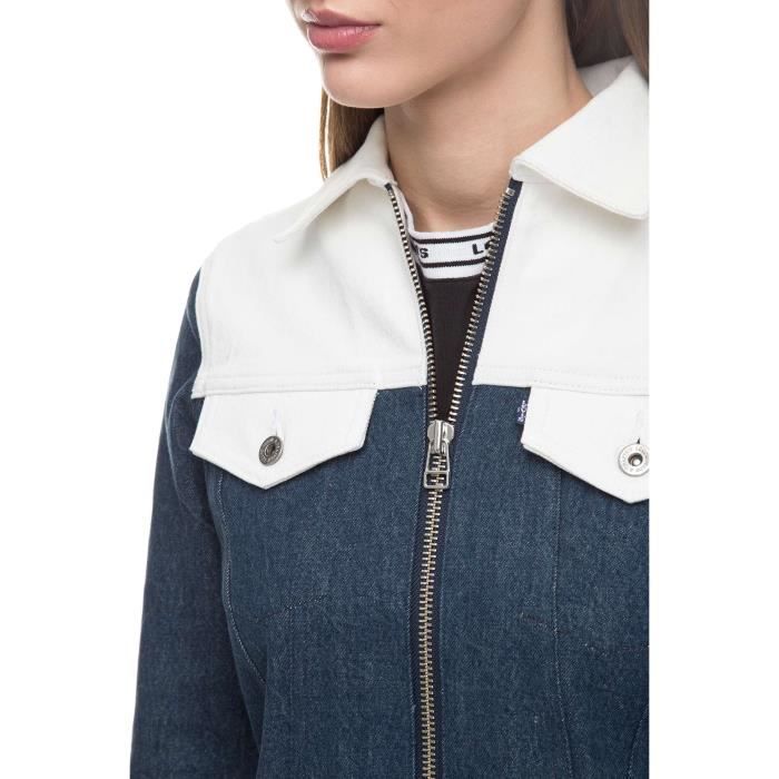 Veste Levis en jeans Bicolore bleu et blanc pour femmes. 67531