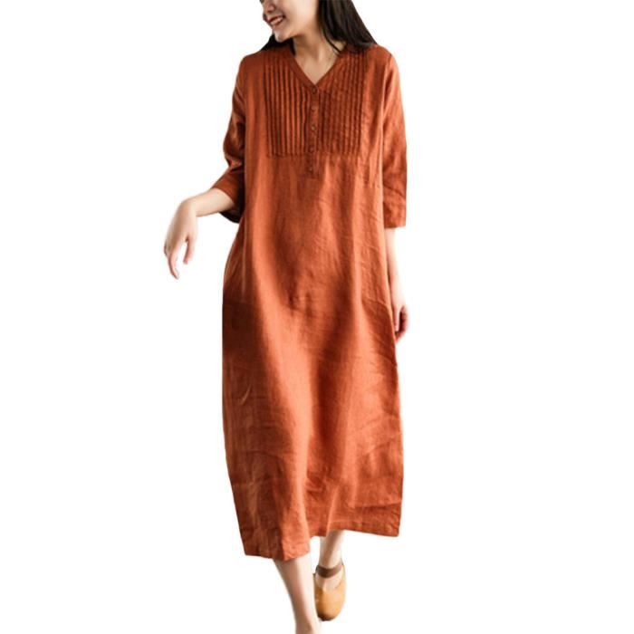 Robe mi longue coton lin cheap