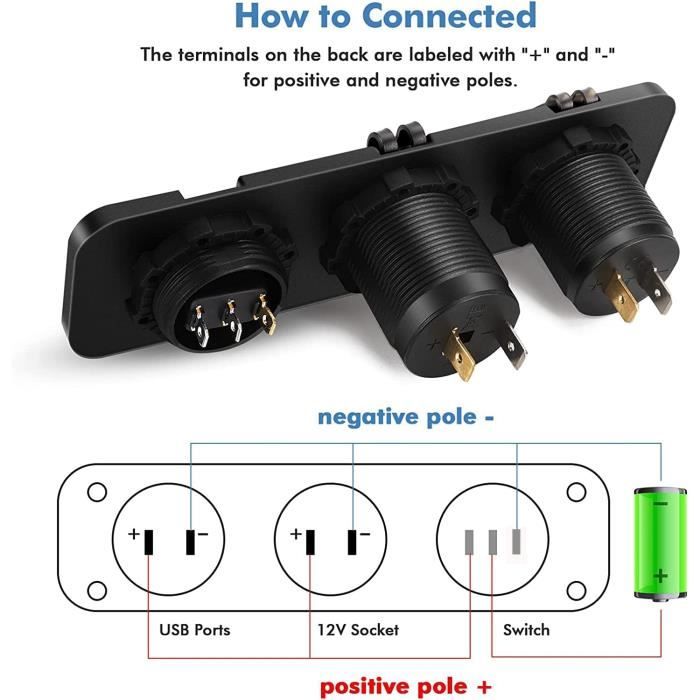 Prise De Chargeur De Voiture, Prise De Voiture, Avec Voltmètre à LED Et