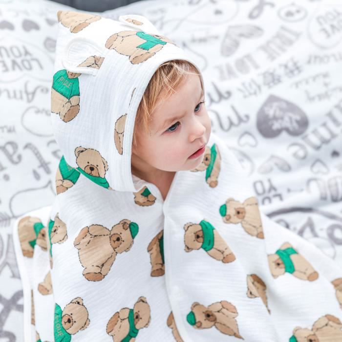 Serviette de bain bebe a capuche Serviette de bain bebe a capuche Coton Serviette pour enfants Baby Towel Petit ours