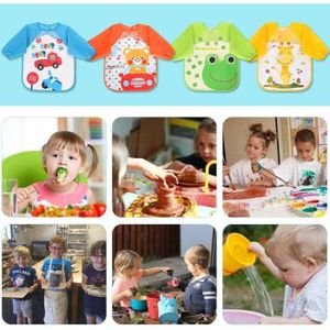 Bavoirs Imperméables Bébé - Lot De 4 Tabliers Alimentation Unisexe, Facile à Nettoyer, 32,5x24,5 Cm