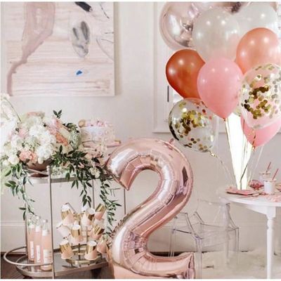 Bluelves Déco Anniversaire 20 Ans Femme – Noir & Or Rose – Ballon 20, Banderole, Diadème – Kit Complet