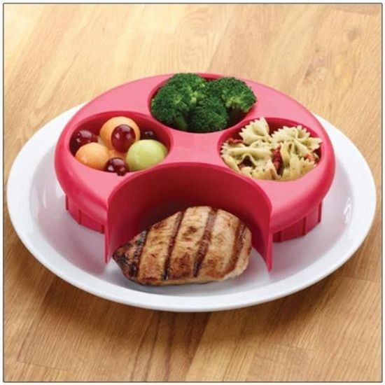 Assiette divisées en porcelaine, rondes de contrôle des portions pour perte de poids pour adultes, assiettes à dîner pour dessert, salade, steak