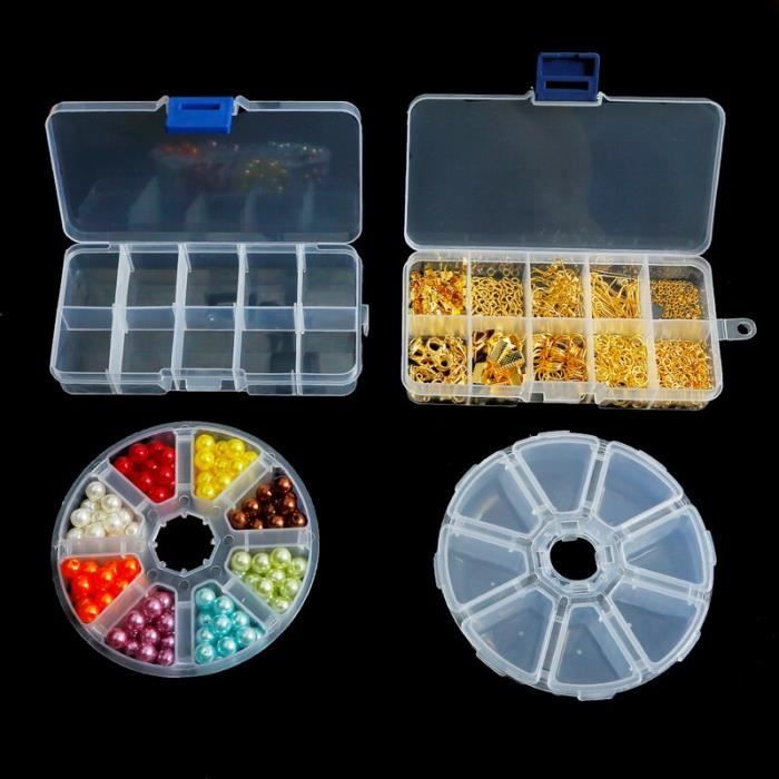 Boîte de rangement en plastique Transparent, boîte à bijoux, compartiment  réglable, conteneur pour perles, boucle d'oreille, boîte pour bijoux  Rectangle, boîte