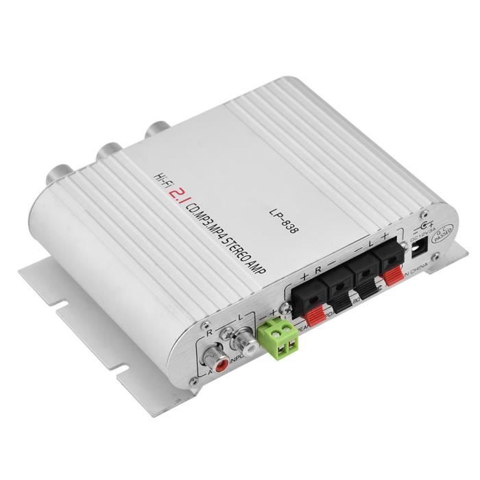 Amplificateur Stéréo Queen.Y Mini Hifi 2.1 - Pour Voiture Et Maison - Puissance 15W X 2 - Contrôle Basse/Aigus - Noir
