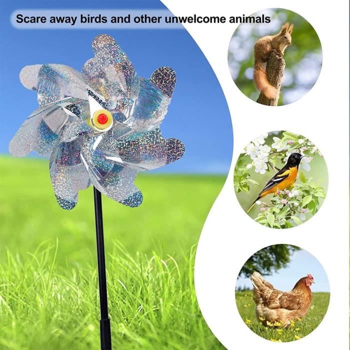 6 Moulins à Vent Réfléchissants Anti-oiseaux - Pour Jardin, Balcon, Verger, Protection écologique Et Décoration Colorée