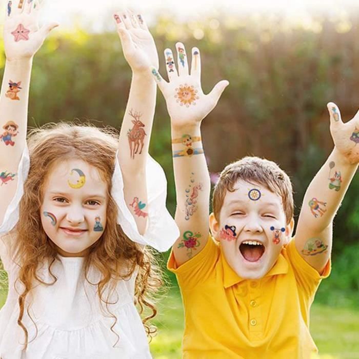 Tatouages Temporaires Enfants - 8 Feuilles Avec 180+ Motifs Étanches Pour Fêtes Et Anniversaires