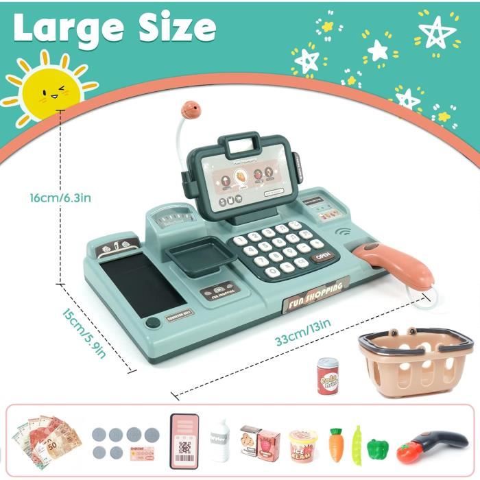 Caisse Enregistreuse Jouet Enfant Avec Scanner Et Lumière/sons - Éducatif, Jeu D'imitation - Pour Enfant à Partir De 3 Ans