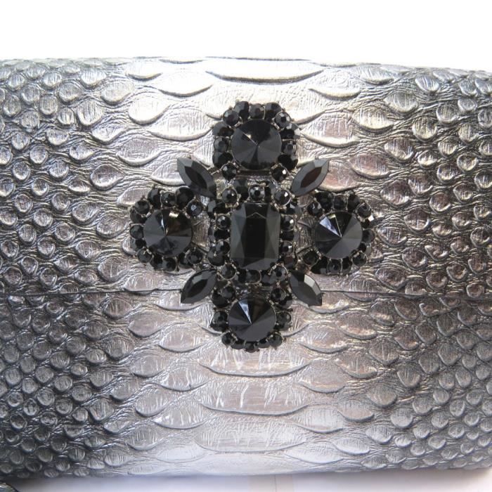Sac bandouliere Lollipops gris noir 3 compartiments 18.5x13.5x7 cm P6123 argente Cdiscount Bagagerie Maroquinerie