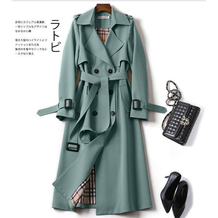 Manteau 2020 automne elegant longue femmes Trench a lacets taille decontracte solide col en V pardessus grande taille a Type 11 Blanc Cdiscount Pret a Porter