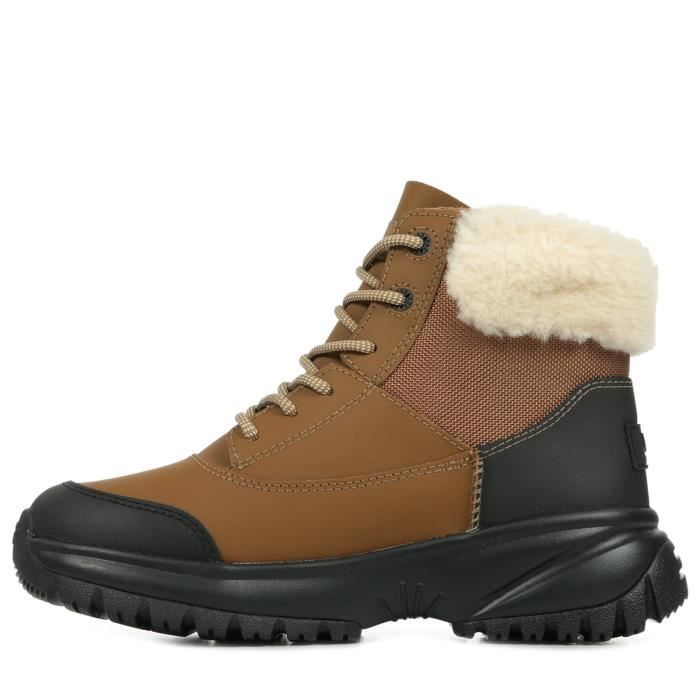Bottines Femme UGG Yose Fluff V2 Impermeable Marron Cuir Lacets Chestnut Cdiscount Chaussures