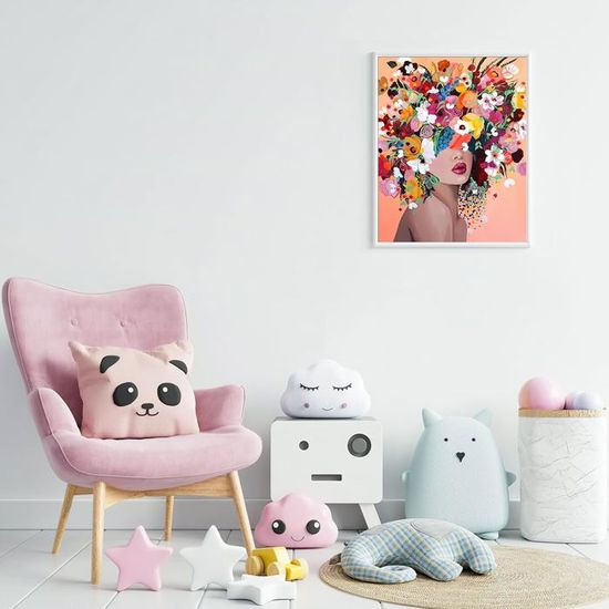 GAROMIA Peinture Par Numéros Flower Girl – Acrylique 40x50 Cm, Avec Pinceaux Et Peintures, Sans Cadre