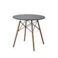 BenyLed Table de Salle à Manger Ronde Moderne 80 cm avec Pieds en Bois e Cadre en métal (Noir)-0