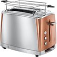 Grille-pain Luna - RUSSELL HOBBS - 2 tranches - Technologie Fast Toast - Inox & Cuivré Rosé-0