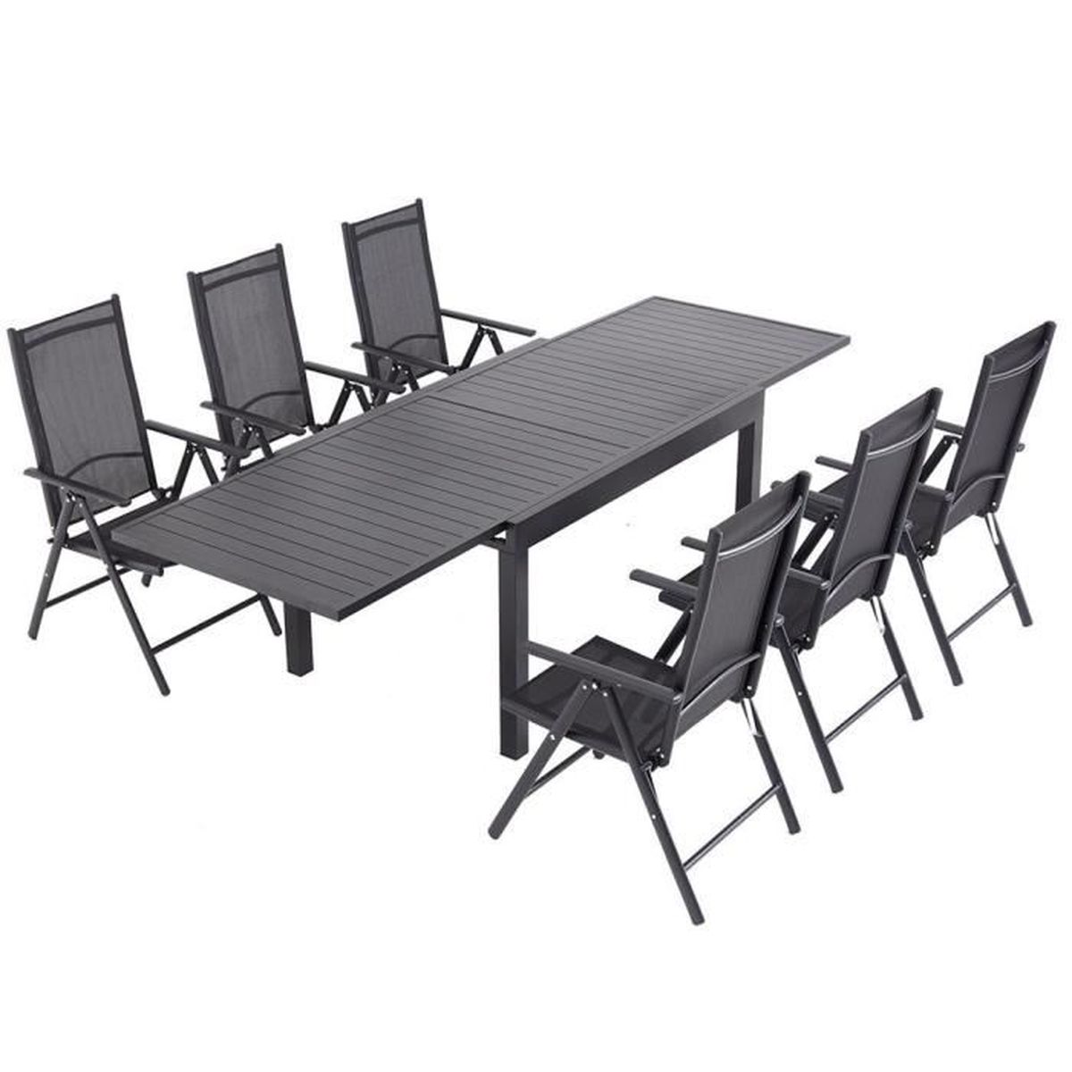 Laxllent Table De Jardin Extensible 135 270cm En Aluminium 6 Fauteuils Empilables Textilene Noir Pour Terrasse Achat Vente Ensemble Table Et Chaise De Jardin Laxllent Table De Jardin Ex Cdiscount