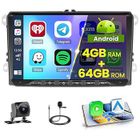 HIKITY Autoradio 9 pouces Android 13 [4+64Go] pour VW/Skoda - Sans Fil / MirrorLink / GPS / WiFi / Bluetooth 5.0 / RDS / 32EQ
