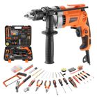 DEWINNER Perceuse à Percussion Filaire 910W 0-3000 tr/min,Perceuse électrique,115 Pièces Caisse à Outil Complete,Mandrin de Perçage 13mm