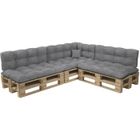 BRAND Coussins palettes Matelassé - Gris - Set 8 pièces COUSSINS DE PALETTES - 100% Polypropylène - Intérieur/Extérieur - POKAR