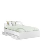 Demeyere Lit adulte MICHIGAN - 140 x 190 cm - Multiples rangements - Blanc