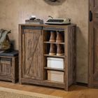 SoBuy Armoire à Chaussures avec Porte Coulissante Style Industriel Meuble de Rangement Colonne pour Entrée ou Salon 80×35×92cm