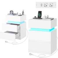 Chevet avec Station de Charge - WOLTU Table de nuit - LED, 2