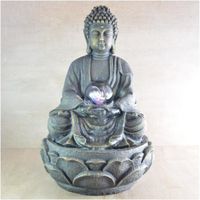 Fontaine d'intérieur Bouddha Zen 33cm avec boule en verre Noir