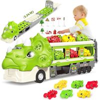 Camion de Jouets Dinosaures pour Cadeaux Enfants 3 Ans Voiture Dinosaures Transport avec Lumineux et sonores