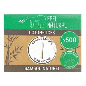 COTON-TIGE Boîte 500 cotons tiges blanc Bambou Feel Natural