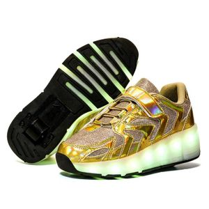 pour Filles Gar/çons et Gar/çons Unisexes Sports de Plein Air KOWO Chaussures//Baskets /à LED Unique Double R/étractables Roues Rechargeables Chaussures de Patinage /à roulettes Lumineuses LED