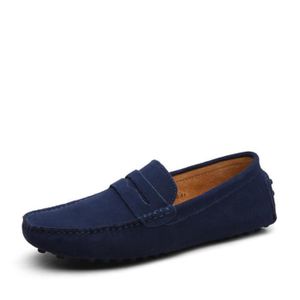 MOCASSIN Mocassins bleu marine pour homme en cuir nubuck - Chaussures légères et confortables