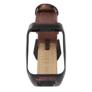 BRACELET MONTRE CONNEC. Bracelet de montre Cuir Quick Release Ajustable Vintage Watch Strap Replacement with Protector Case for TOMTOM Runner3(Brown YH004