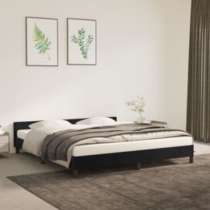 TÊTE DE LIT Cadre de lit avec tête de lit en velours noir - ZJCHAO - LEH347587 - Contemporain - 180 cm
