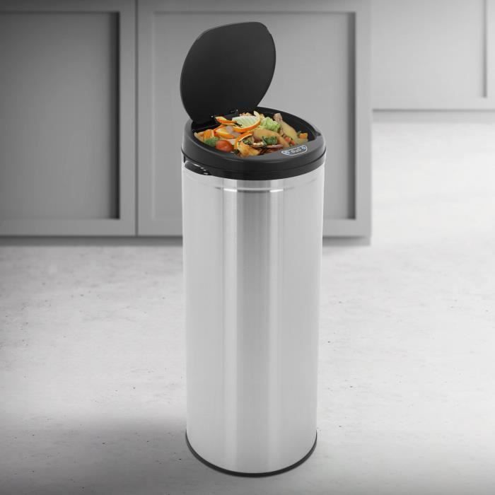 CURVER Poubelle de Cuisine One Touch Deco Effet métal 70% recyclé, argenté, 40  litres : : Cuisine et Maison