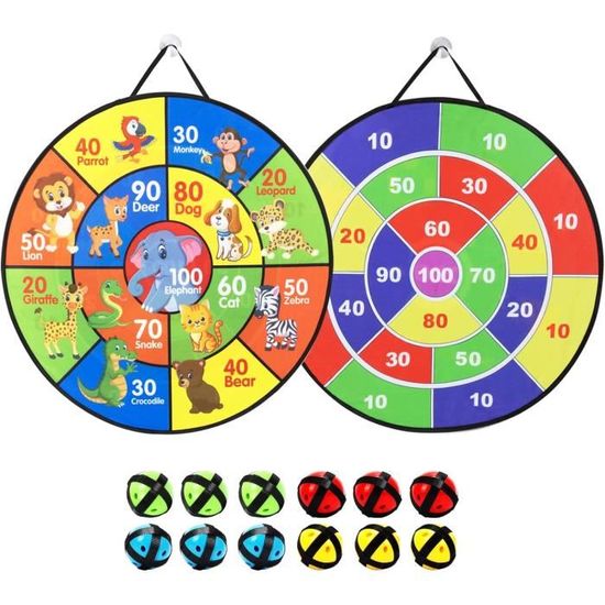 Cible de fléchettes pour Enfant 72 cm - Pliable - Double Face - avec Motifs planétaires et