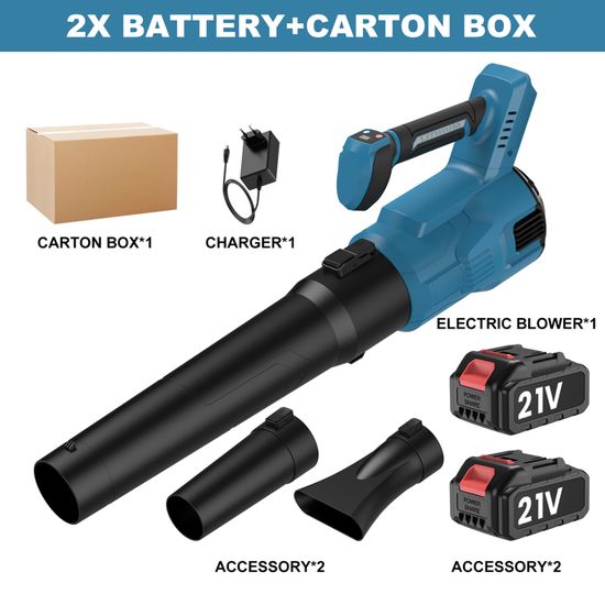 Souffleur à Feuilles Sans Fil ONEVAN – 2 Batteries 4000 MAh, 26000 Tr/min, Tige Télescopique 2,4 M | Autonomie 30 Min, Mode Turbo